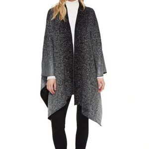 Calvin Klein Ombre Black Silver Cape Poncho Shrug Shawl New Years Sweater Knit